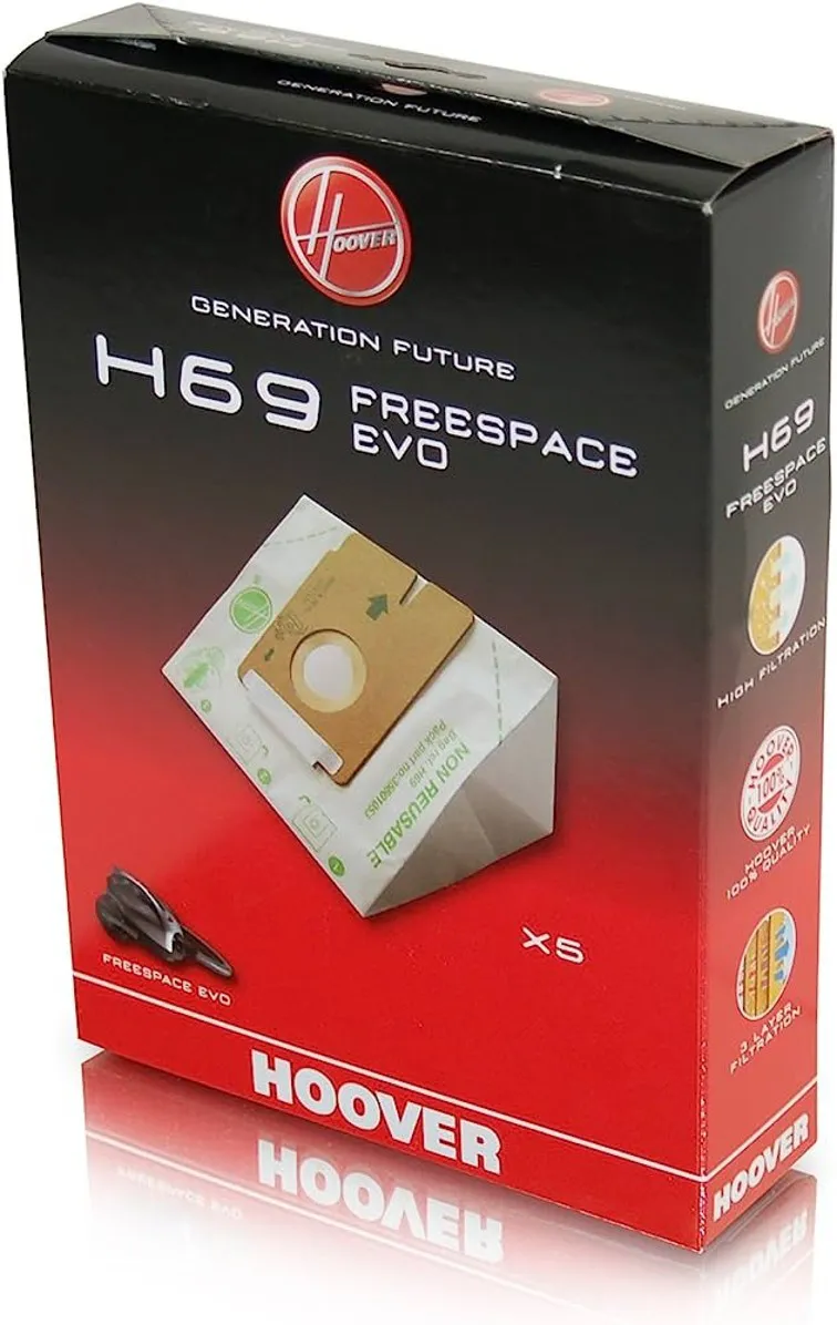 5 PZ CONFEZIONE SACCHETTI ASPIRAPOLVERE HOOVER FREESPACE EVO H69 ORIGINALE