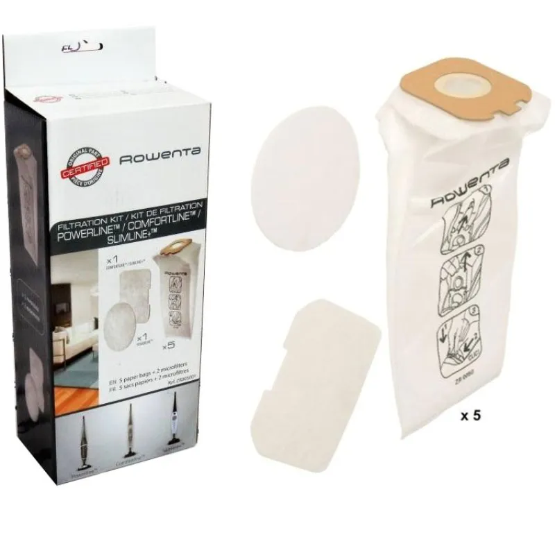 5 SACCHETTI   FILTRI ASPIRAPOLVERE ROWENTA SLIMLINE POWERLINE ORIGINALI