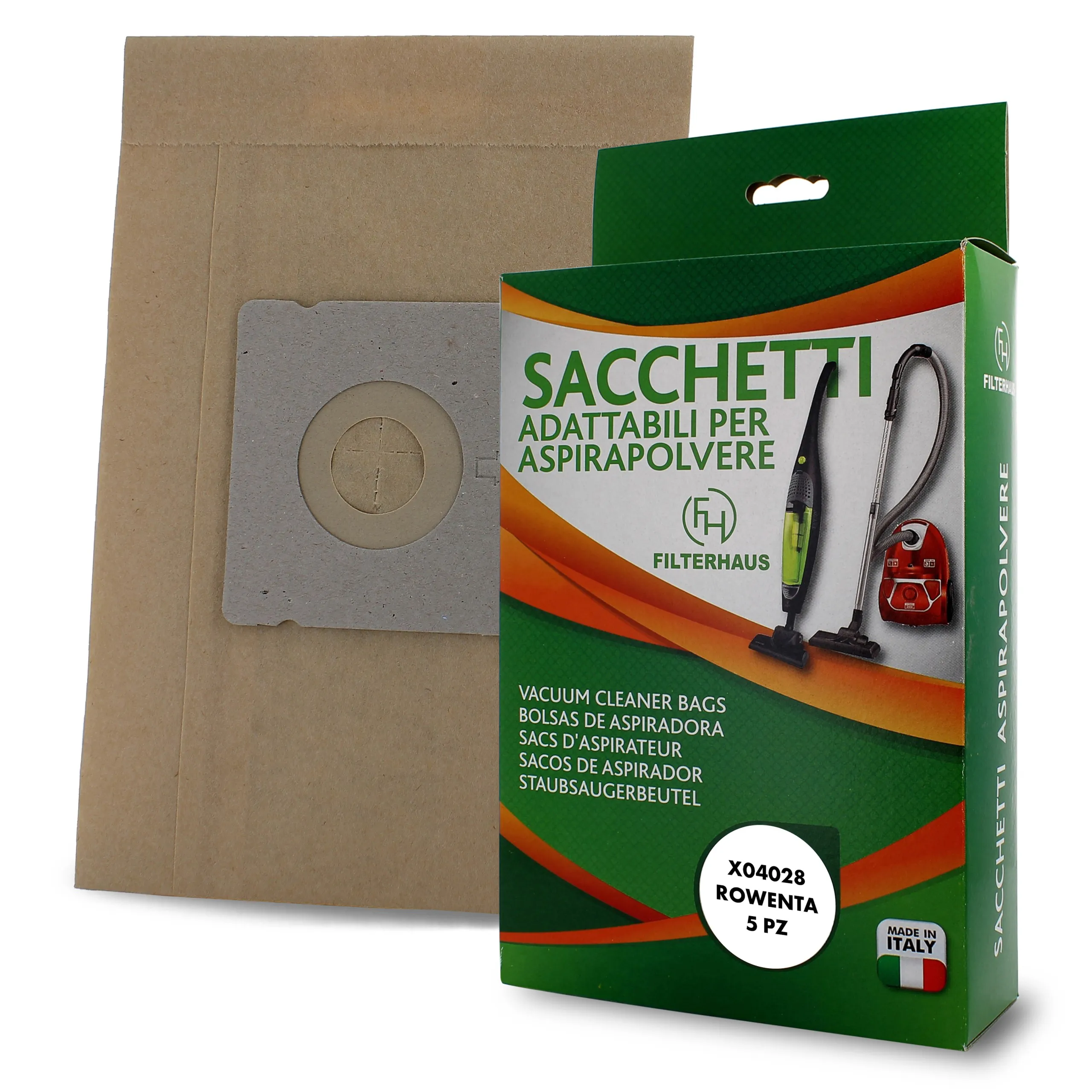 5PZ Sacchetti CARTA Rowenta COMPACTEO RO1717 VC20PE RO1755 RO1733 1800