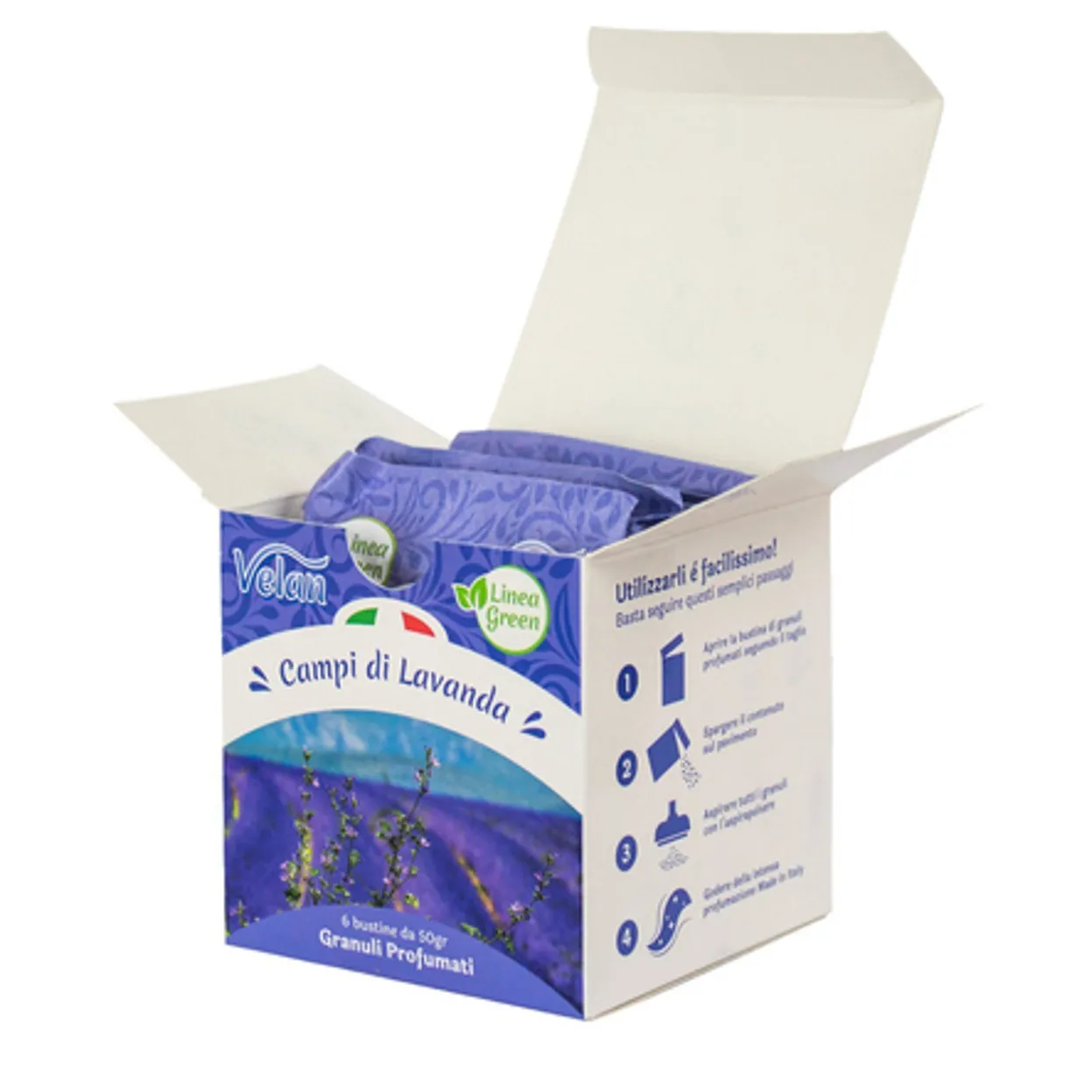 6 BUSTINE CRISTALLI GRANULI PROFUMATI LAVANDA PER ASPIRAPOLVERE