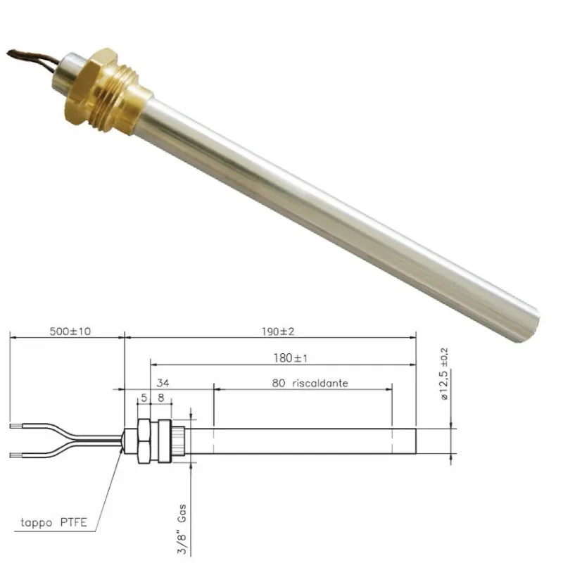 Resistenza Candeletta Stufa a pellet 3/8 350W 190mm 180mm battuta