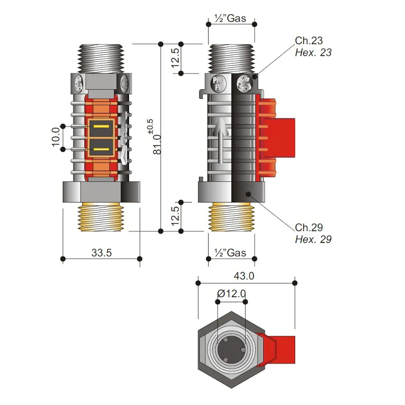 Sensore di flusso flussostato attacco da 1/2 pollice Gas Stufa a Pellet