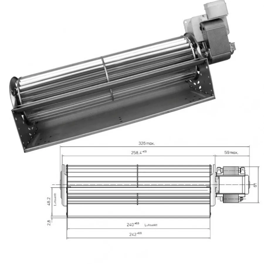 VENTOLA TANGENZIALE STUFA A PELLET ADLER ECOTECK RAVELLI QLN65/2400 A33-3025LH