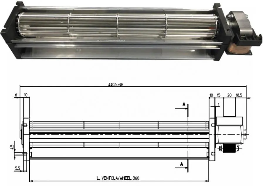 Ventilatore tangenzialestufa a pellet TGA 45/1-360/20 EMMEVI FERGAS SIDEROS 24W 101806