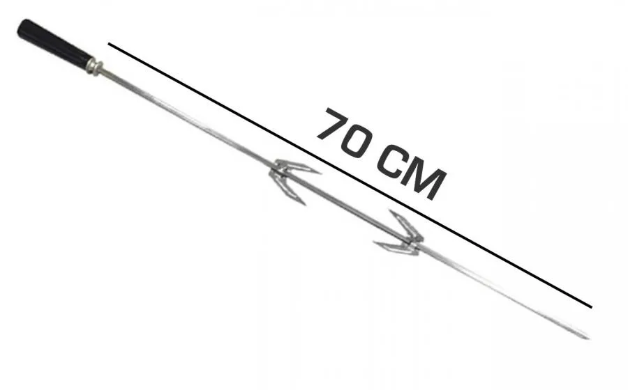 ASTA SPIEDO GIRARROSTO CON FORCHETTE E MANICO 70 CM SEZIONE 7MM POLLO