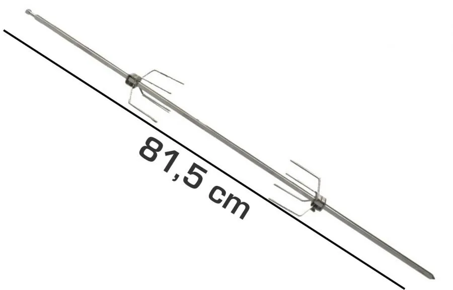 ASTA SPIEDO GIRARROSTO LUNGHEZZA 815MM sez 8mm con 2 forchettoni ferma carne