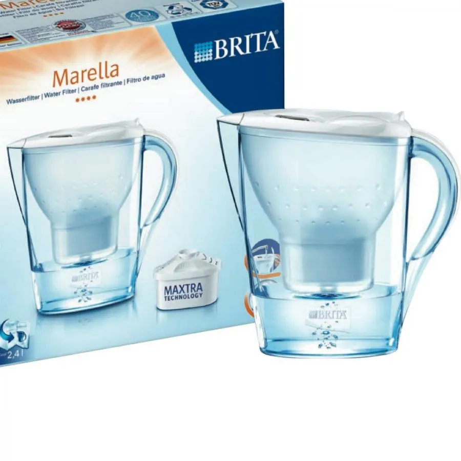 CARAFFA FILTRANTE ACQUA MARELLA BRITA CON FILTRO COLORE  BIANCO WHITE