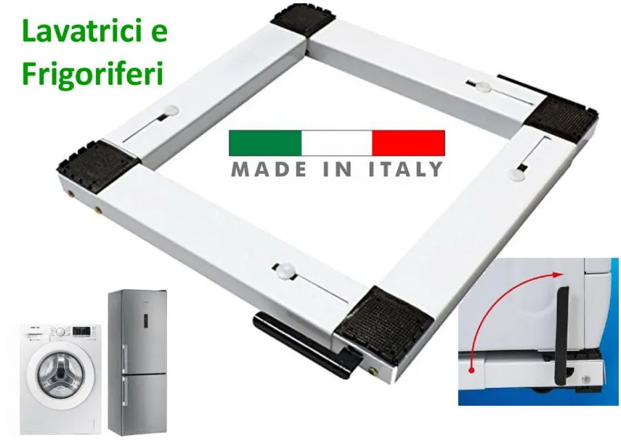 CARRELLO SPOSTARE LAVATRICE FRIGORIFERO DA 40 A 70CM MADE IN ITALY CON RUOTE LEV