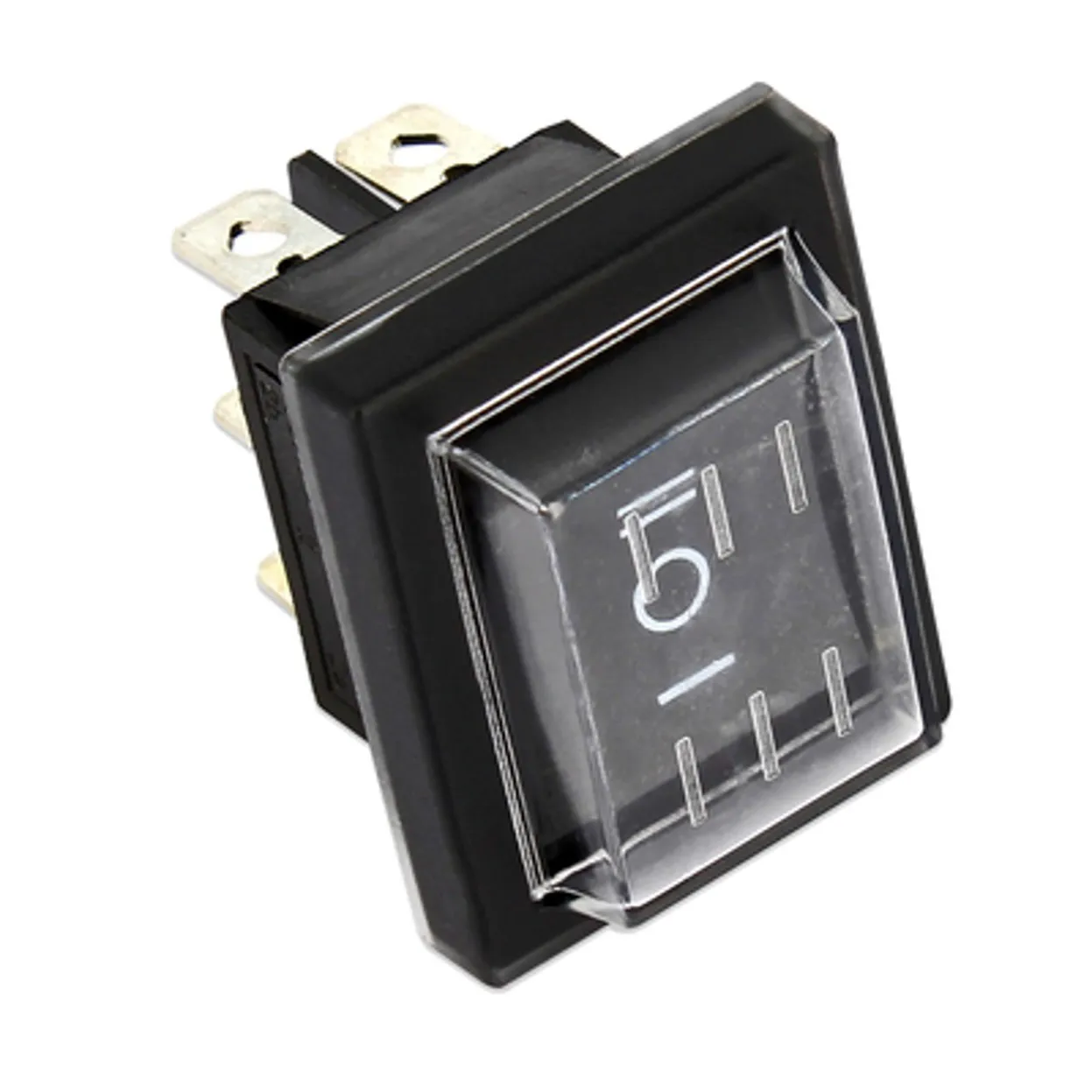 COMMUTATORE BIPOLARE NERO CON 6 CONTATTI A FASTON I-O-II   CON PROTEZIONE