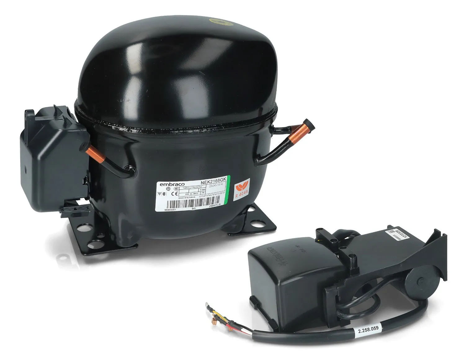 COMPRESSORE EMBRACO NEK2168GK R404A LBP 14,3 CSIR NT2168GK sostituisce: T2155GK