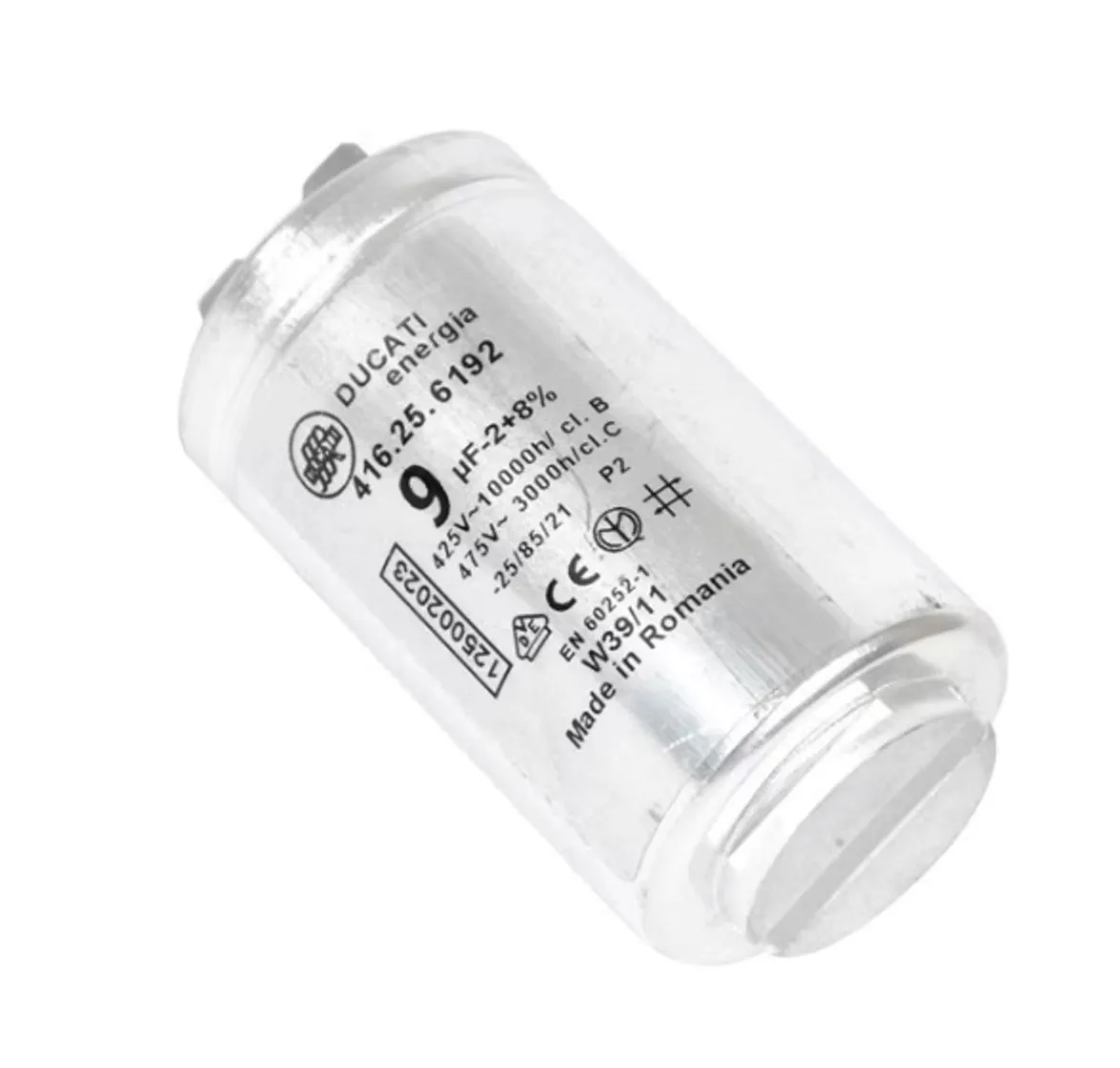 CONDENSATORE DUCATI CORAZZATO PER ASCIUGATRICE ELECTROLUX REX VARIE 9mf