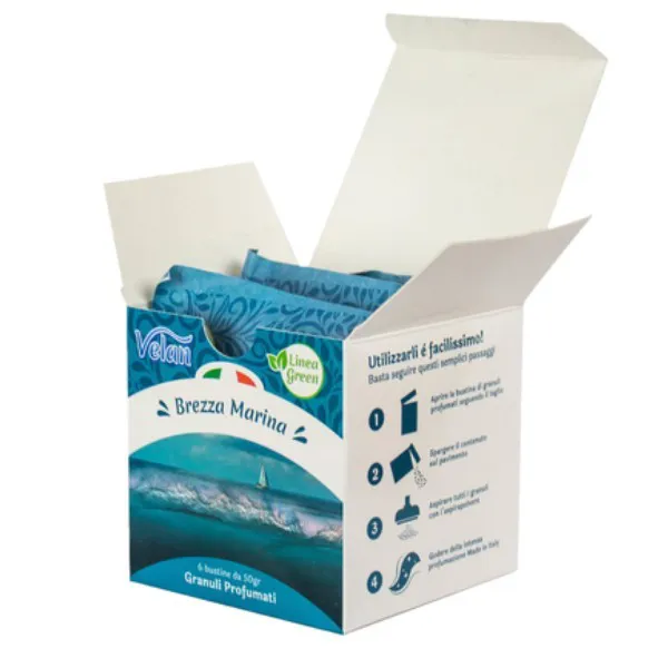 CONF 6 BUSTINE GRANULI CRISTALLI PROFUMATI PROFUMO DI MARE PER ASPIRAPOLVERE