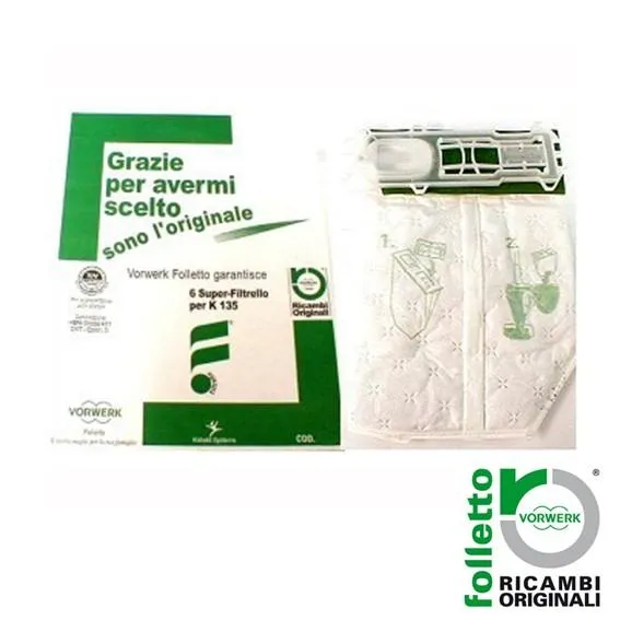 CONF.6PZ SACCHETTI VORWERK FOLLETTO VK 135 136 ORIGINALE