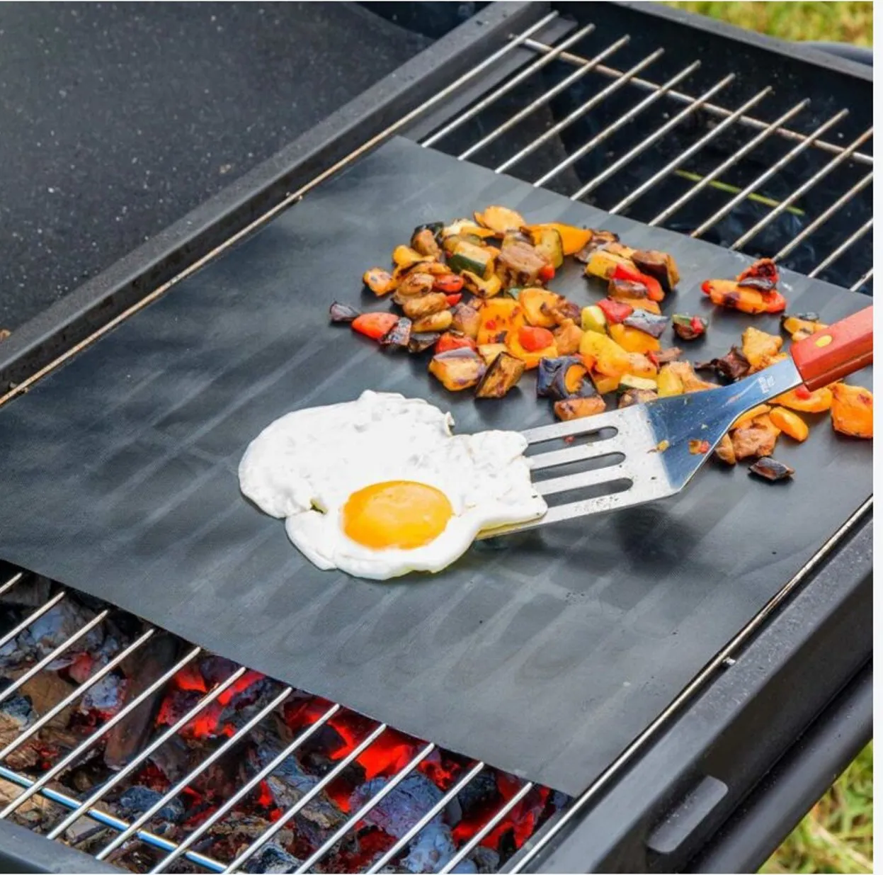 Confezione 2PZ TAPPETINO ANTIADERENTE COTTURA BARBECUE 40X33 NERO