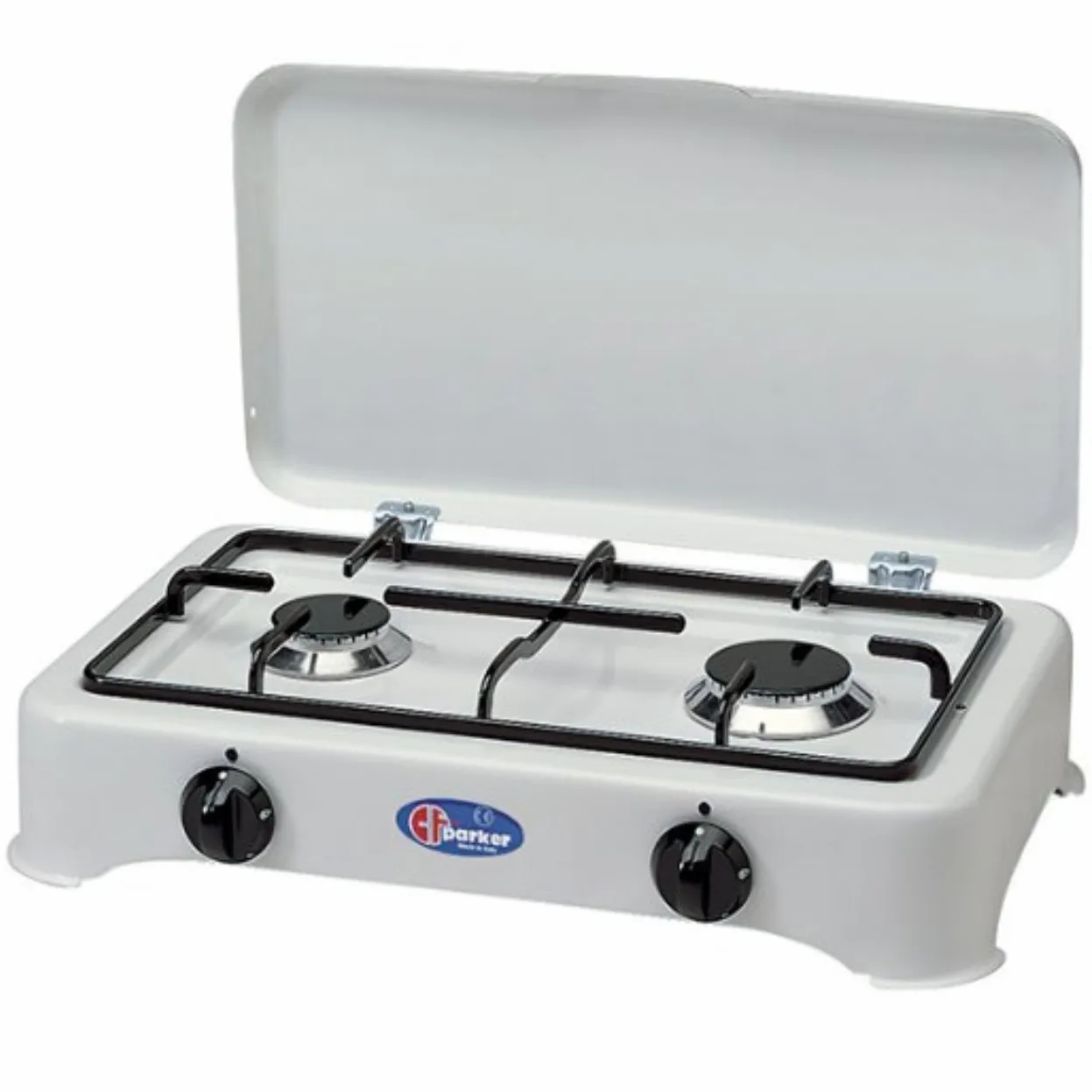 CUCININO Fornello a gas 2 fuochi,  griglia in PIATTINA cm 48x29x12 PARKER GPL