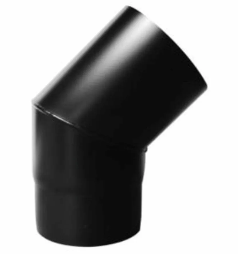 CURVA CANNA FUMARIA FUMI CONDOTTO 45 GRADI DIAM.80mm NERO PELLET