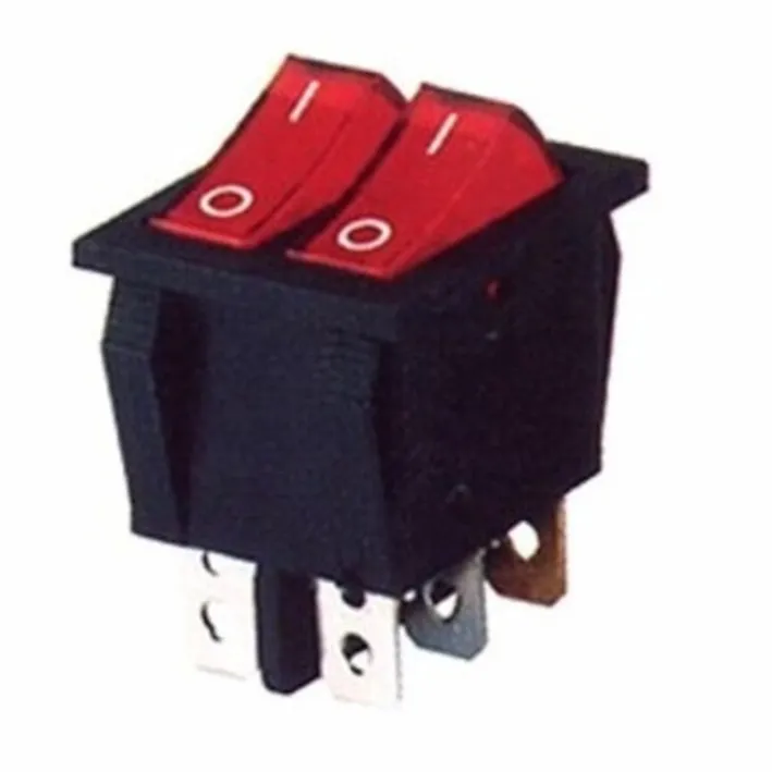 Doppio Interruttore 22x30 luminoso rosso 16A 6 faston STUFE AD OLIO E VARIE