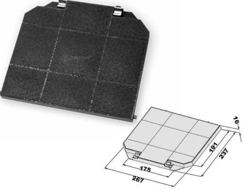 FILTRO CAPPA CARBONI ATTIVI 267x237 mm FABER ISOLA PREMIO SENSOR AXIA