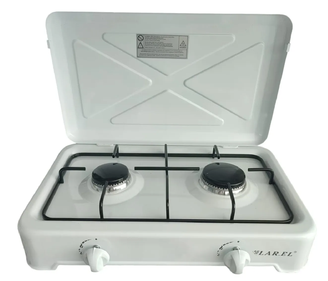 FORNELLO CUCININO 2 FUOCHI FORNELLI DA APPOGGIO CAMPING BIANCO LAREL GAS GPL