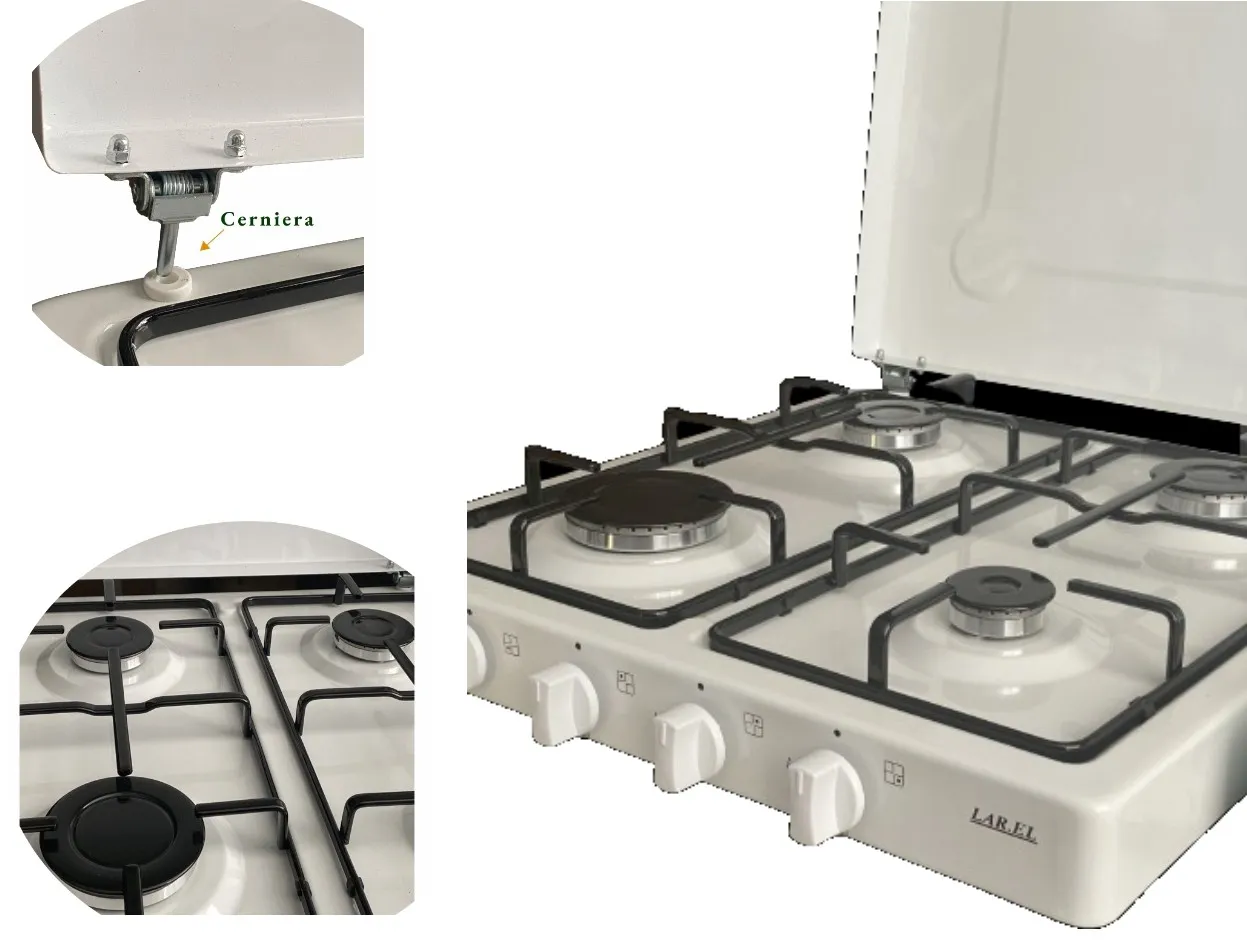 FORNELLO CUCININO APPOGGIO 4 FUOCHI GAS GPL VALVOLATO SICURGAS  PIEZO