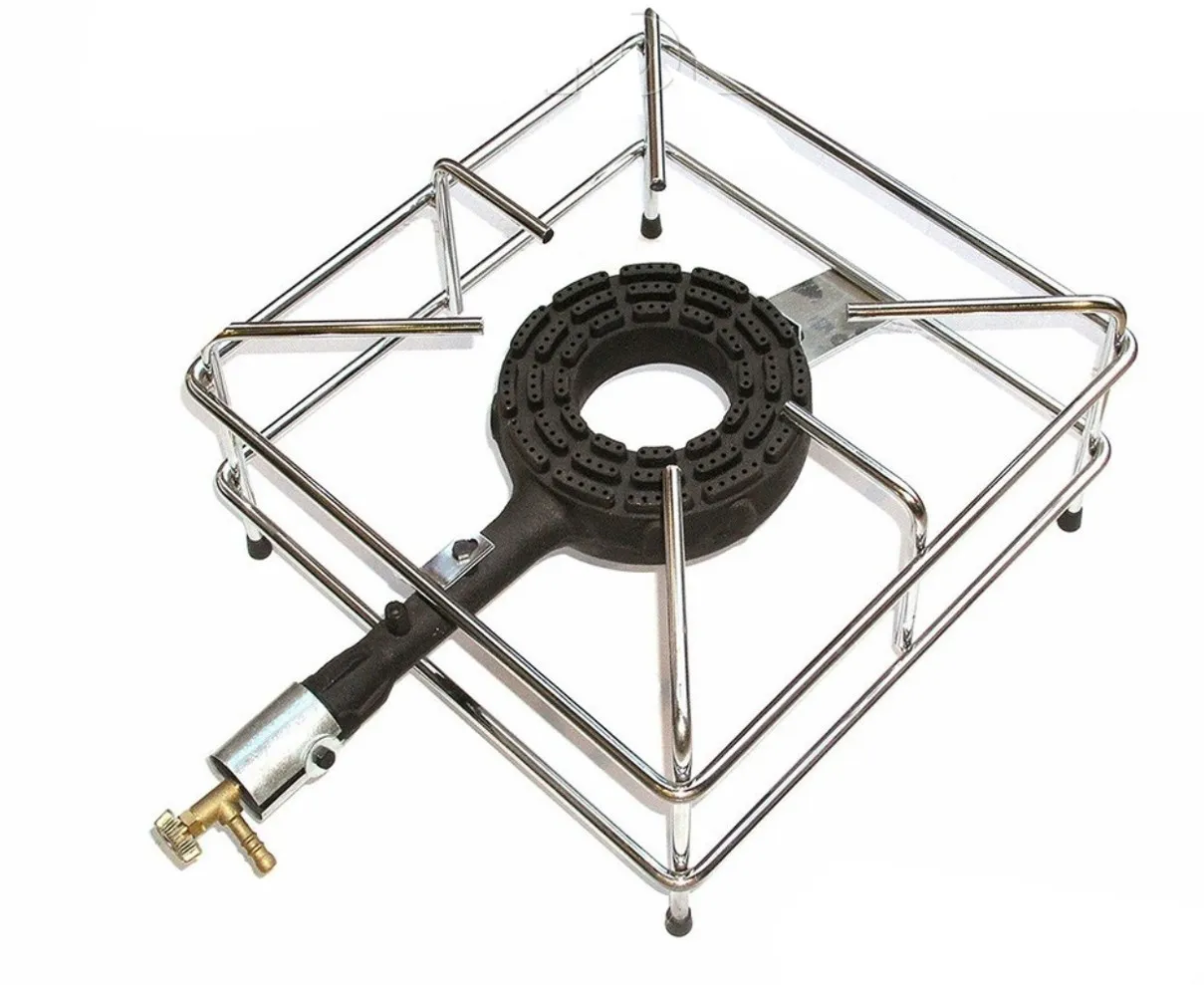 FORNELLONE GAS TELAIO INOX CROMATO 40X40 BRUCIATORE IN GHISA DA 8,5KW