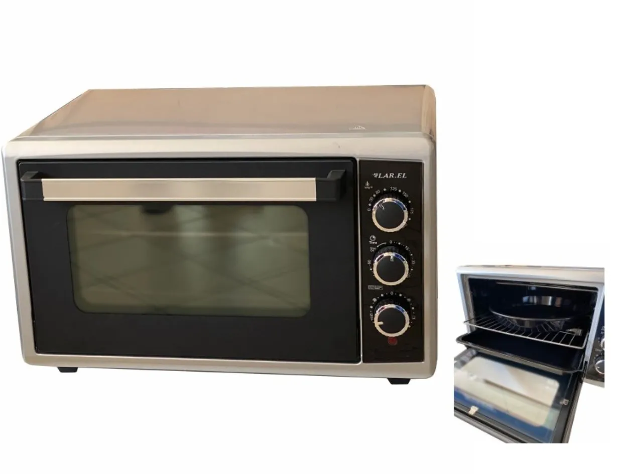 FORNETTO FORNO ELETTRICO 38LT NERO SILVER 1300W VENTILATO 2 TEGLIE GRILL LAREL