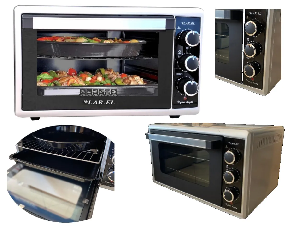 FORNETTO FORNO ELETTRICO 50LT COTTURA GRILL TIMER NERO SILVER 260 LAREL