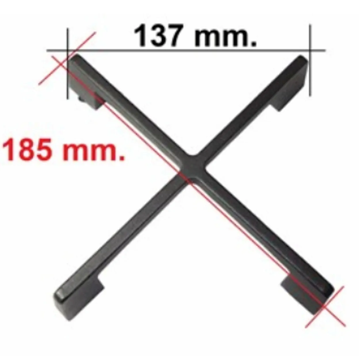 GRIGLIA 1 FUOCO GHISA PIANO COTTURA DE LONGHI ELBA 185MM X 185MM Alt 40mm 85201