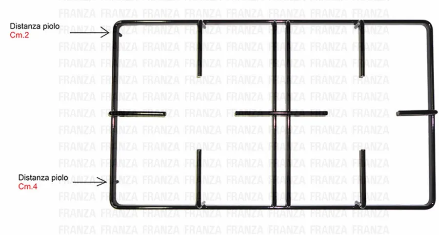 GRIGLIA 2 FUOCHI 455X268 CUCINA REX ZANUSSI ZOPPAS NERA SMALTATA 2 PIOLI