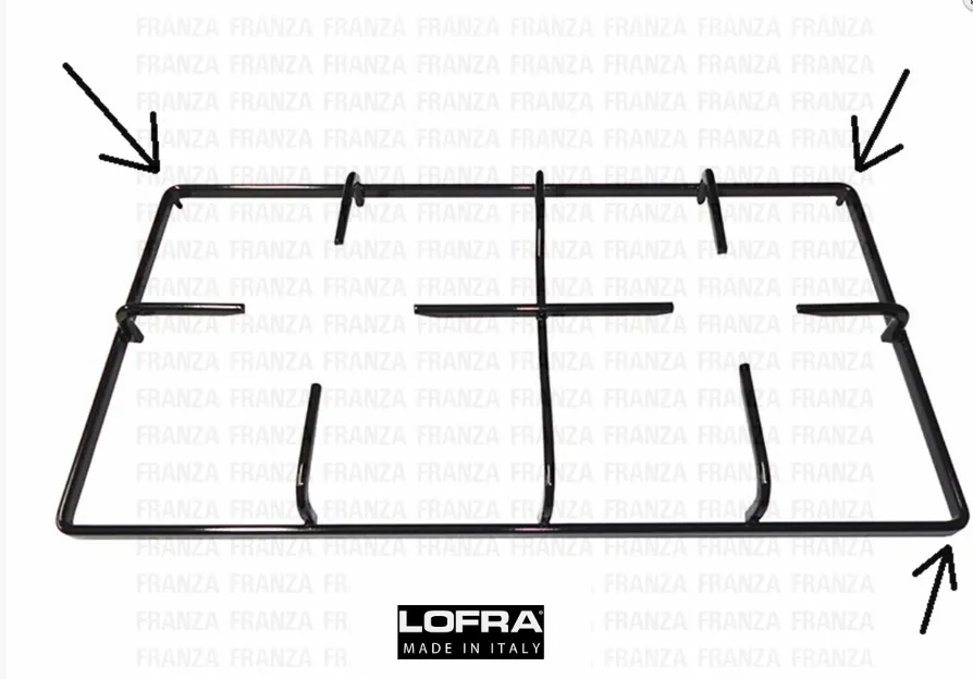 GRIGLIA 2 FUOCHI CUCINA LOFRA 430 X 222 A 3 PIEDINI POGGIA PENTOLA