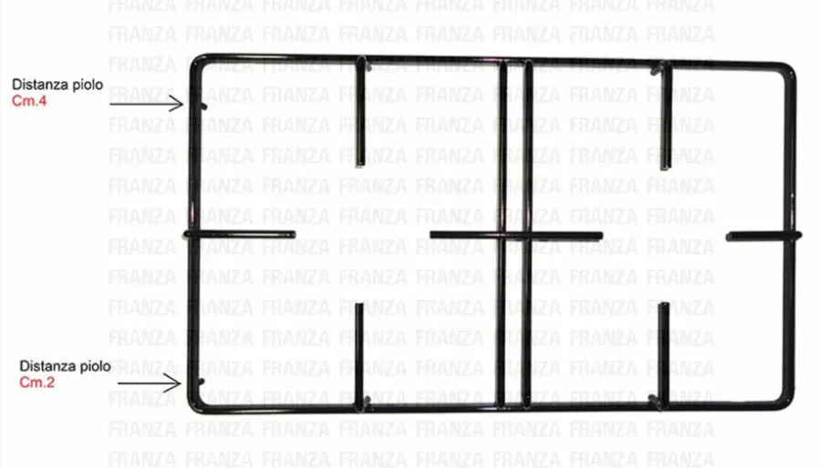 GRIGLIA 2 FUOCHI CUCINA ZOPPAS REX  455X268 NERA SMALTATA 2 PIOLI PIANO COTTURA