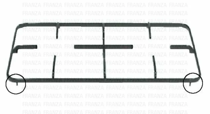 GRIGLIA CUCINA 2 FUOCHI 406X240 SOVRANA ROSIERES NERA SMALTATA 2 pioli