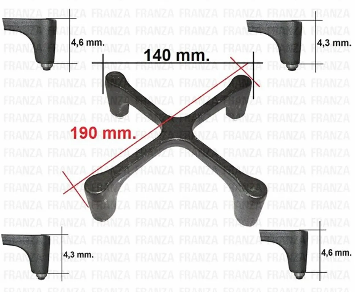 GRIGLIA GHISA PIANO COTTURA ARISTON SHOLTES C00090879 DIAGONALE 19CM