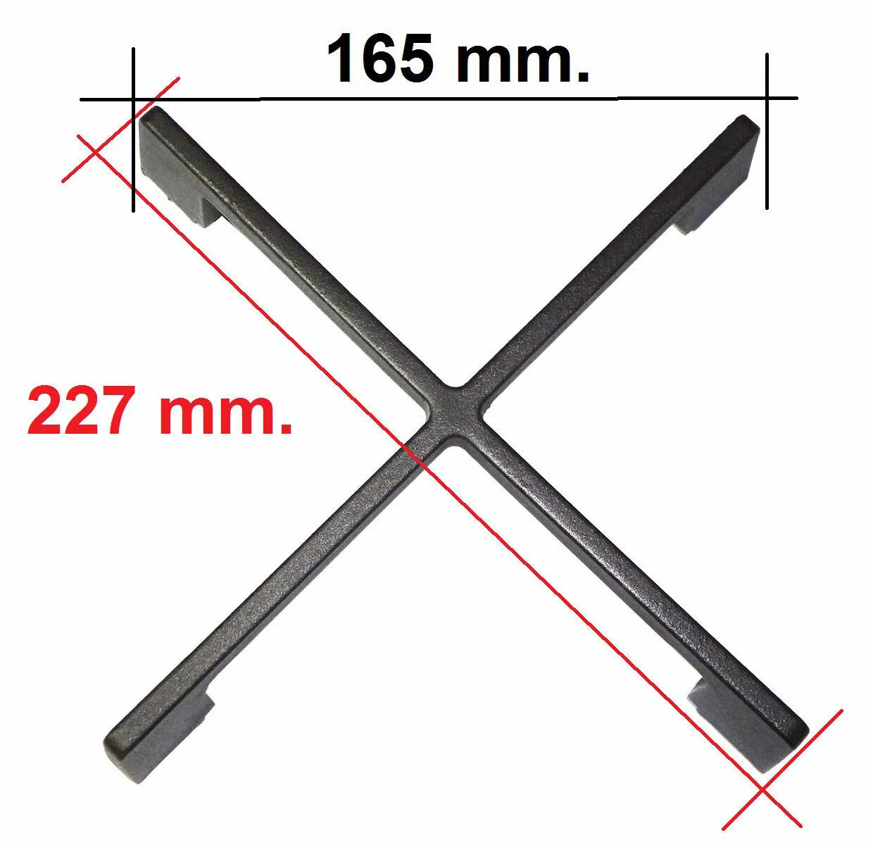 GRIGLIA IN GHISA TRIPLA CORONA PER PIANO DI COTTURA DE LONGHI ELBA 227x227mm