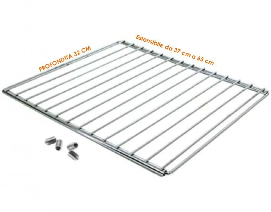GRIGLIA RIPIANO UNIVERSALE FORNI INCASSO E CUCINE DA 60CM Estensibile da 37 a 65