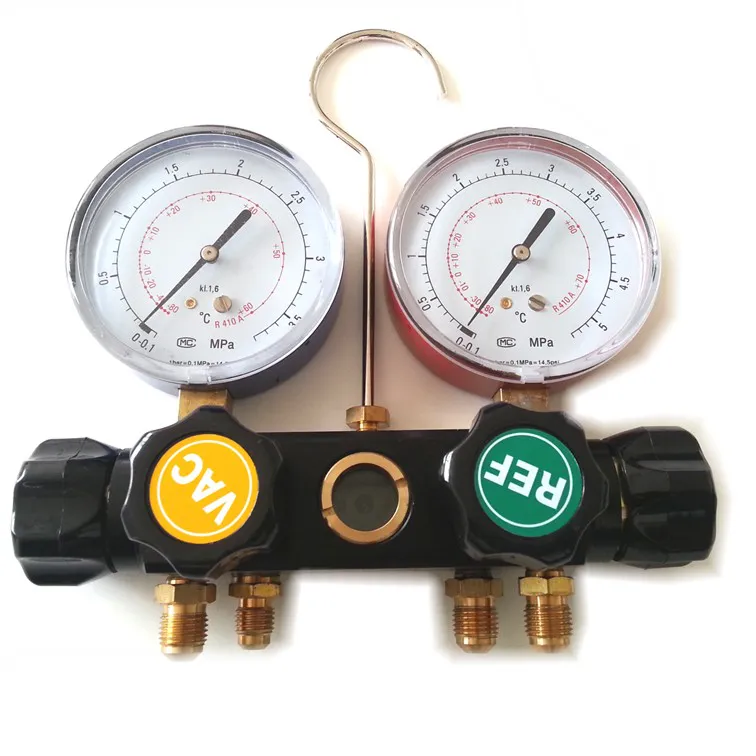 GRUPPO MANOMETRICO MANOMETRO DOPPIO FREON R32 R410A ATTACCO 5/16 4 VIE