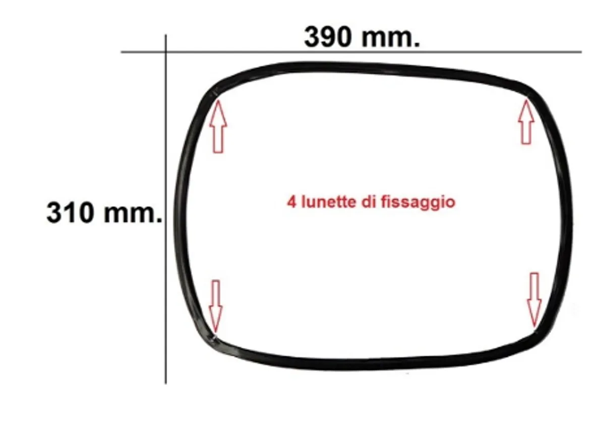 GUARNIZIONE PORTA SPORTELLO FORNO INCASSO ELBA DE LONGHI 39X31 4 LUNETTE