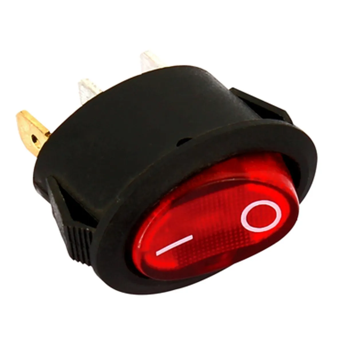 INTERRUTTORE 0-1 LUMINOSO ROSSO OVALE 20,4X13,6 3 CONTATTI USO Elettrodomestici 
