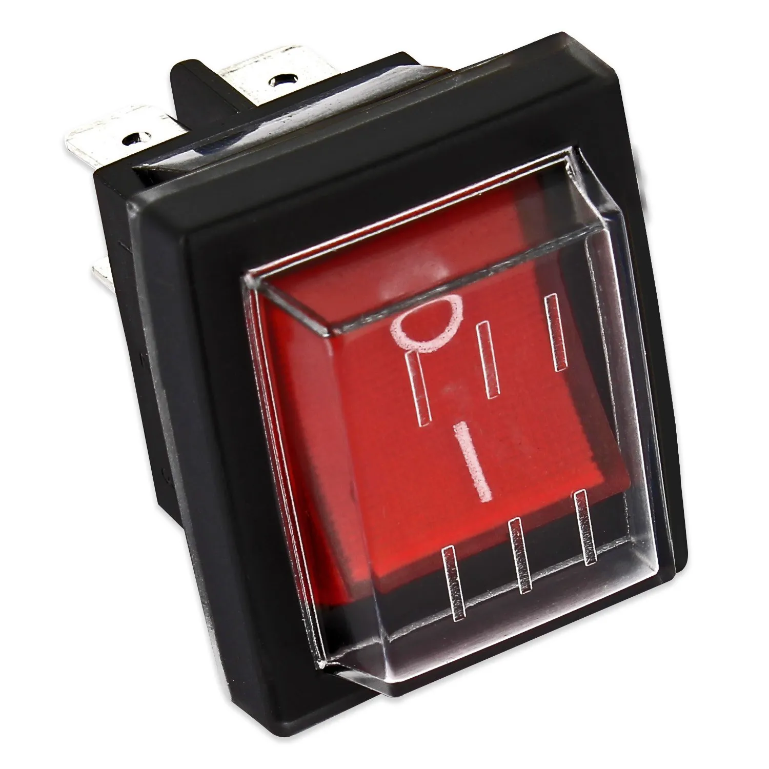 Interruttore 22x30 bipolare luminoso rosso V220 - 16A con protezione