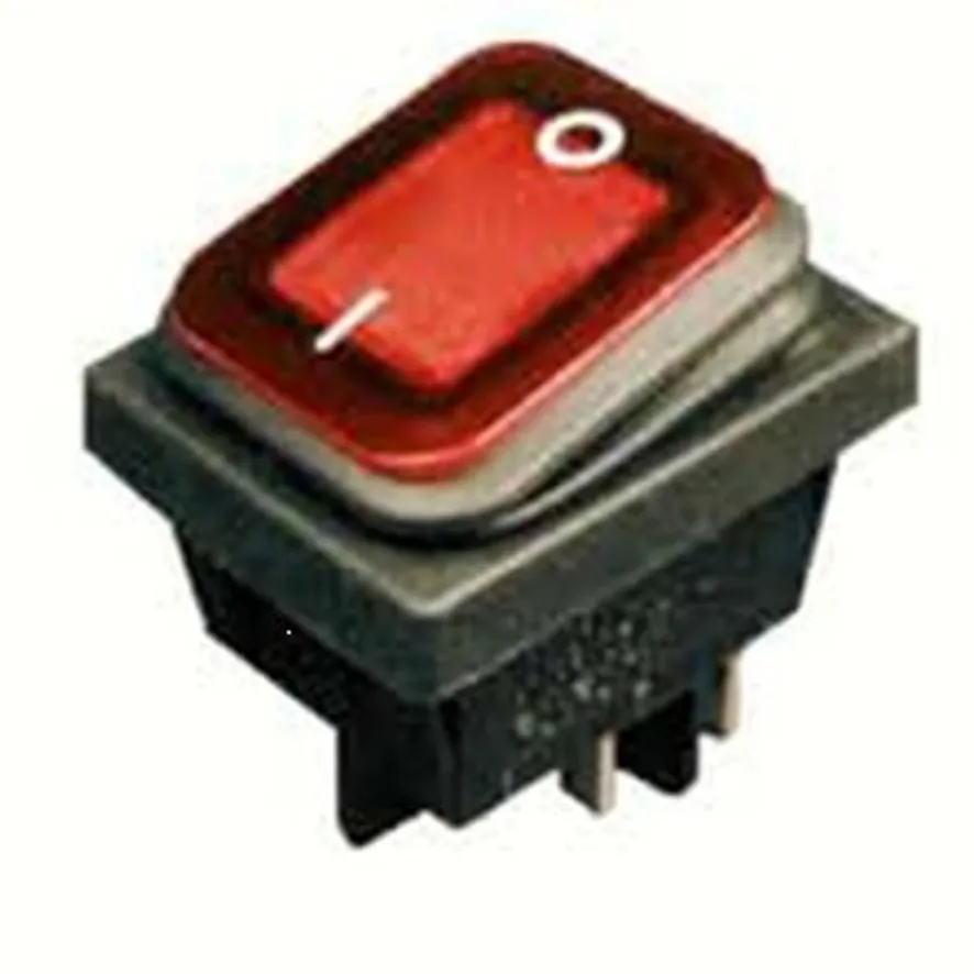 INTERRUTTORE BIPOLARE 4 CONTANTI 22X30 16A CON PROTEZIONE LUMINOSO ROSSO