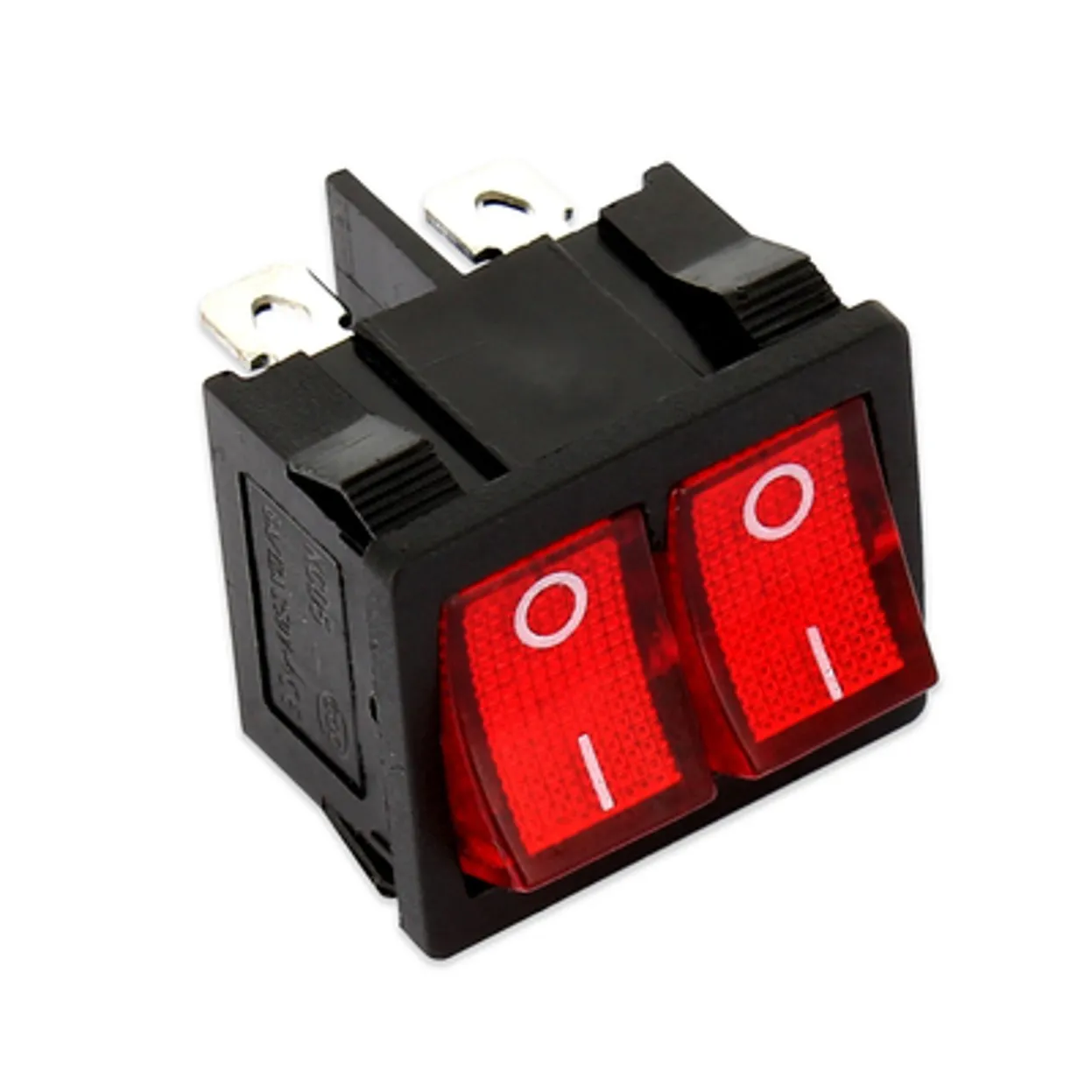 INTERRUTTORE DOPPIO LUMINOSO ROSSO 10A UNIPOLARE 23X19 6CONTATTI