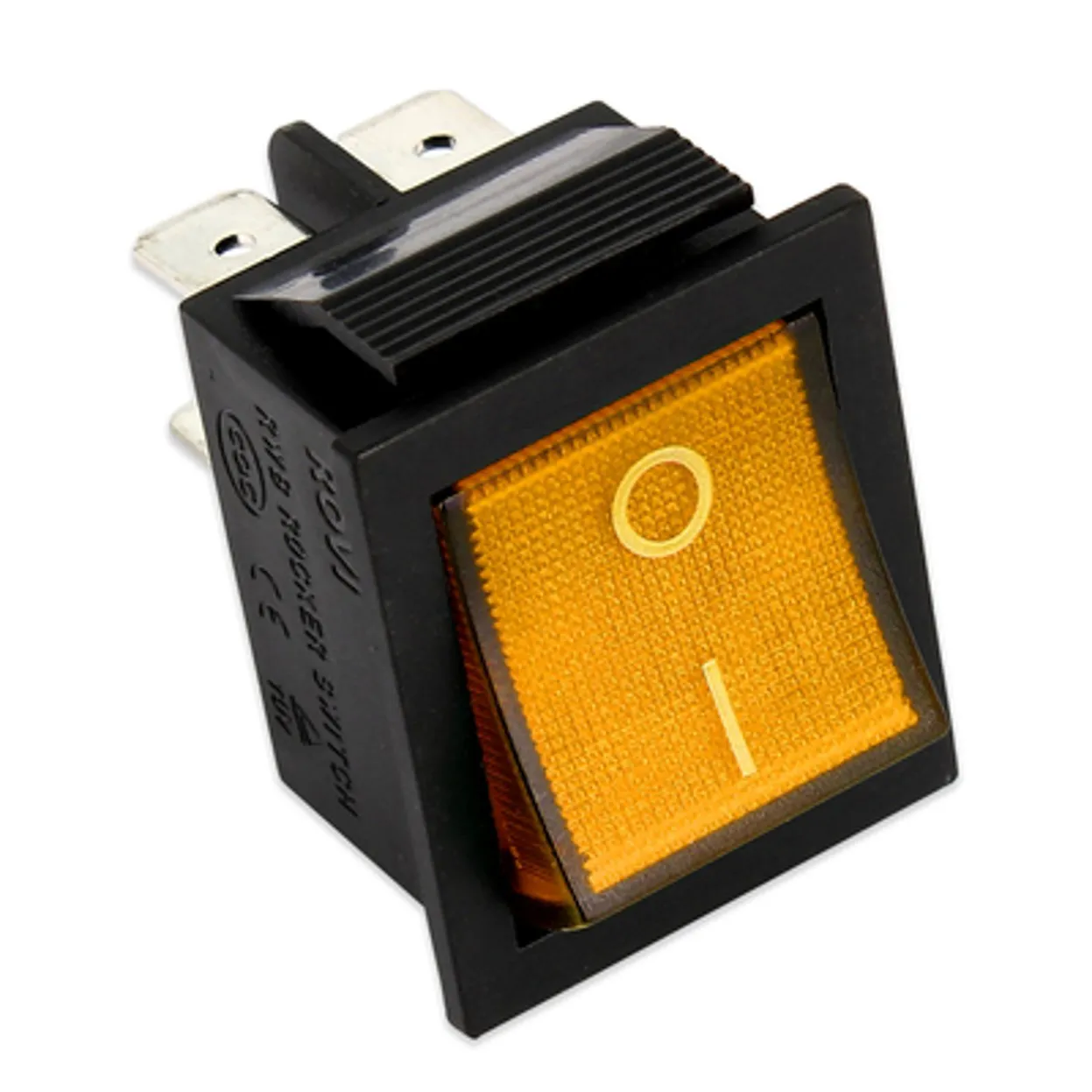 INTERRUTTORE LUMINOSO GIALLO BIPOLARE 4C 220V 16A UNIVERSALE VARI USI