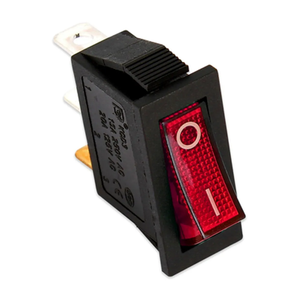 INTERRUTTORE UNIPOLARE 3 CONTATTI LUMINOSO ROSSO 0-1 11X30mm UNIVERSALE VARI USI
