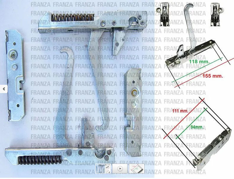 kit 2pz CERNIERA MOLLA PORTA FORNO CUCINA SMEG - LOFRA 155mm
