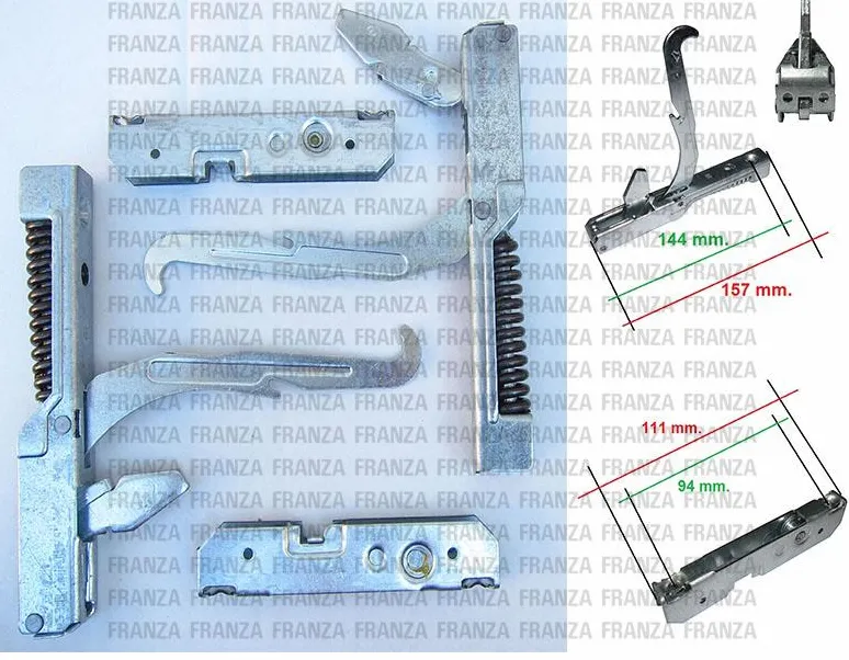 KIT 2PZ CERNIERE MOLLE PORTA FORNO CUCINA FRANKE LOFRA 155mm