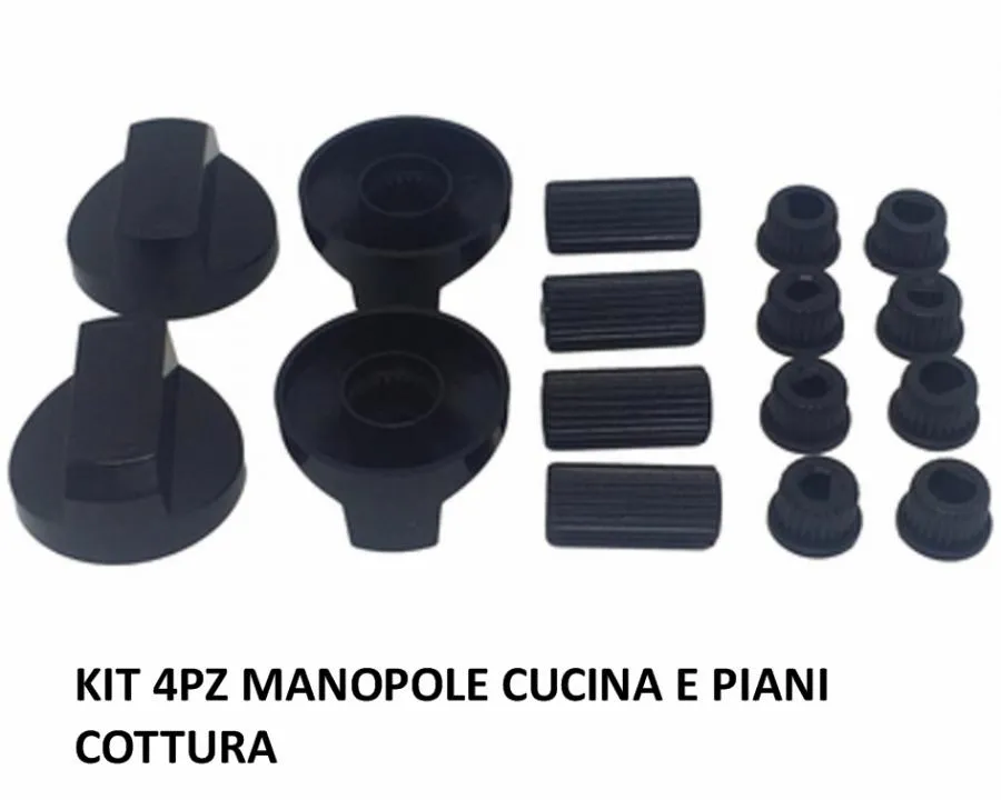 KIT 4 PZ MANOPOLE POMELLI UNIVERSALI CUCINA PIANO COTTURA NERO