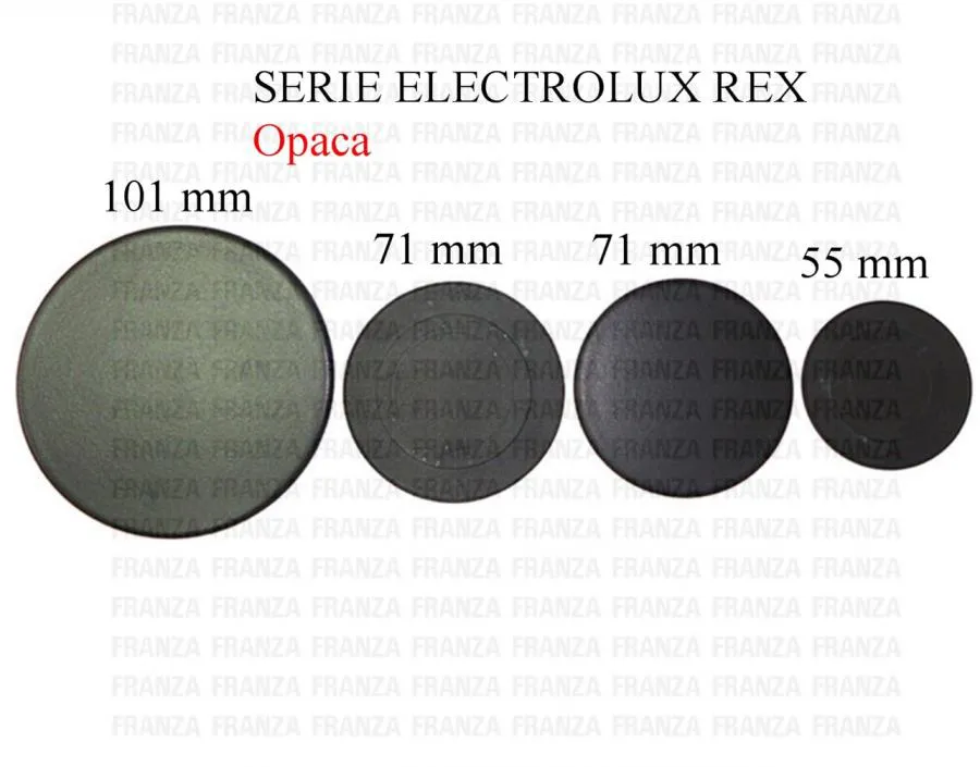 KIT4 PIATTELLI BRUCIATORE PIANO COTTURA REX ELECTROLUX NERO OPACO D.101 D.71 D.5