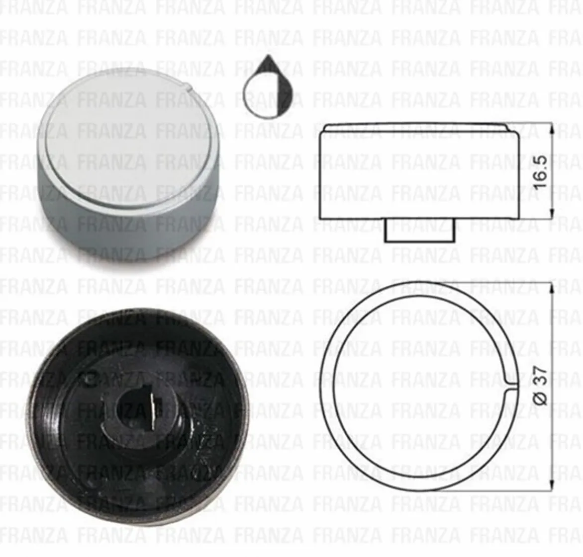 MANOPOLA POMELLO PIANO COTTURA ARISTON PZ7.. HOTPOINT D.37mm C00142721