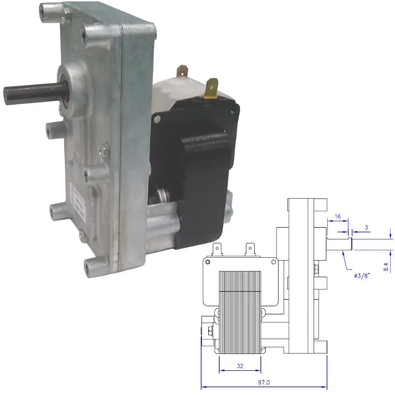 motore Motoriduttore stufe a pellet serie T3, 220VAC. FB1263 MCZ RED HYDRO