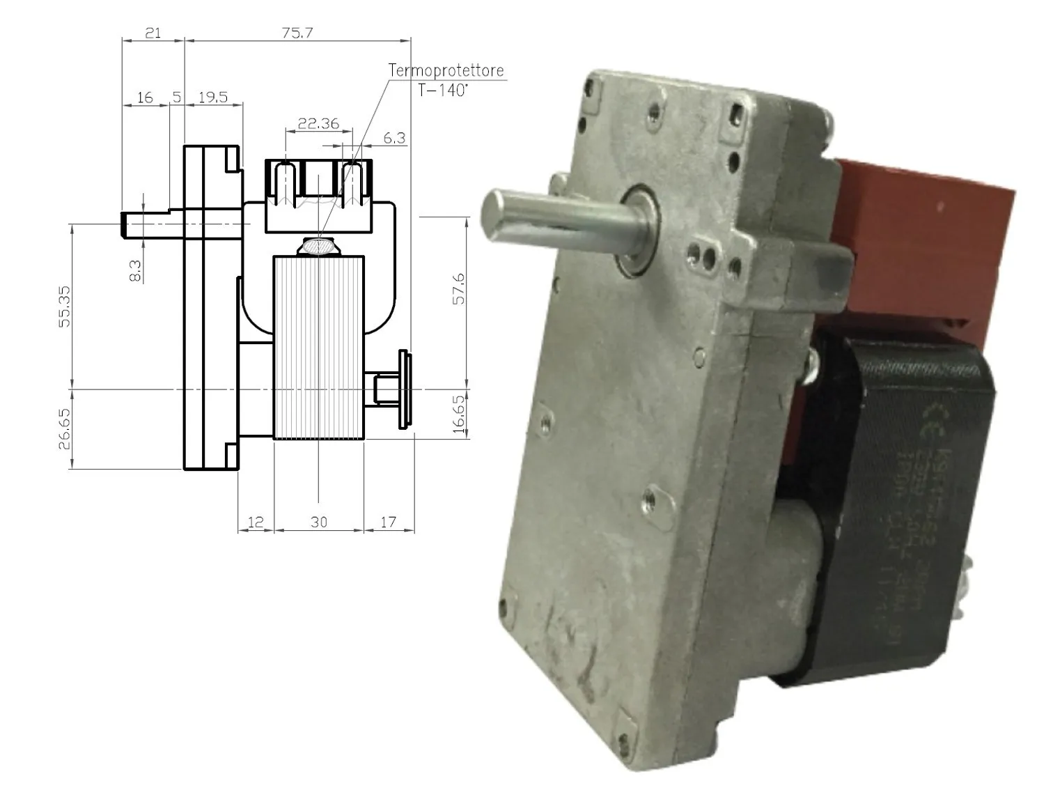 MOTORIDUTTORE STUFA A PELLET K9115068 KENTA 30WATT 2RPM ORARIA ASSE 9,5MM